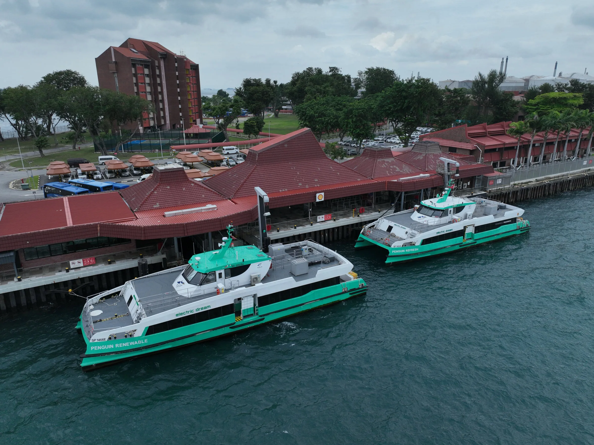 Penguin's Electric Dream Ferries docked at Bukom